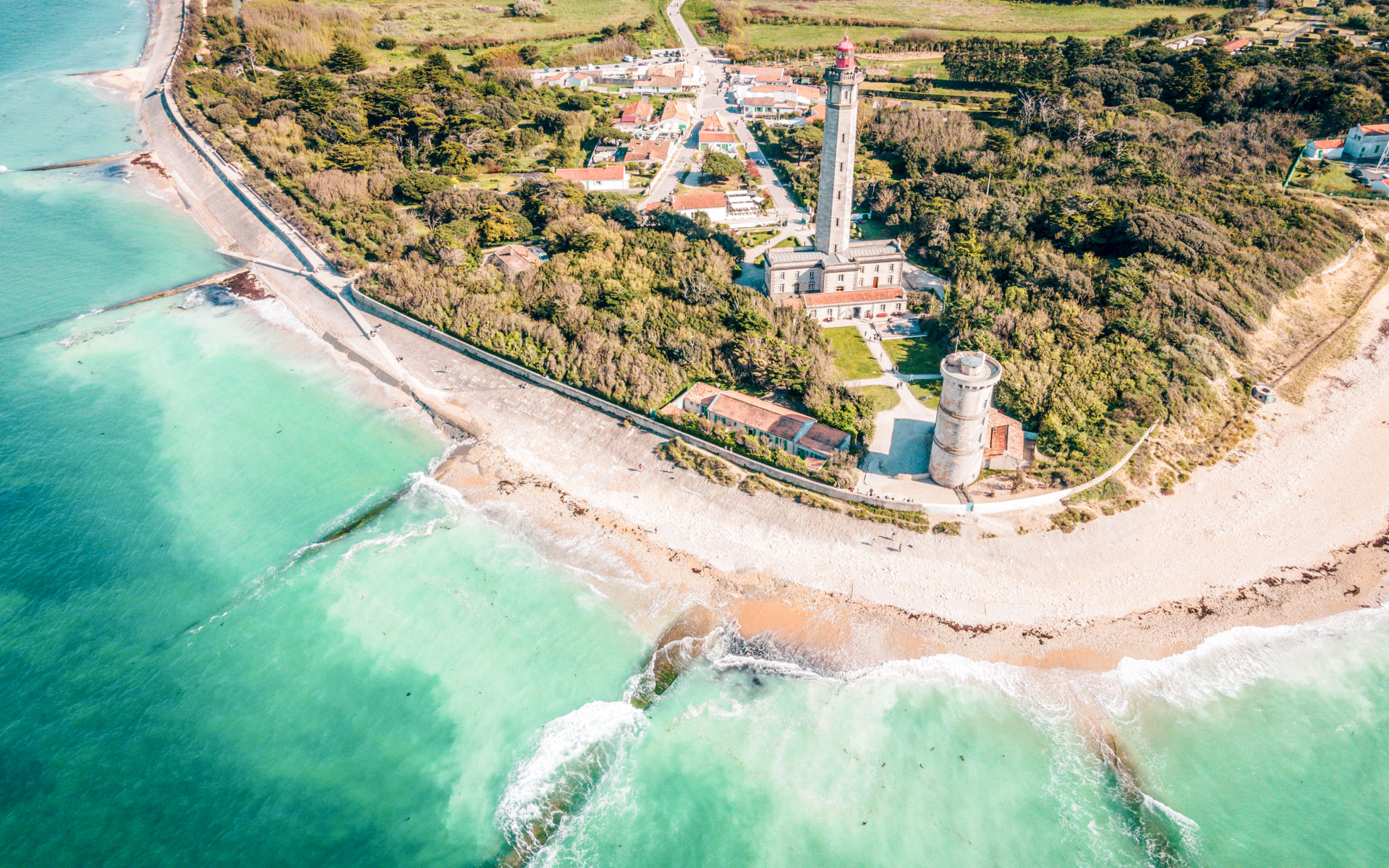 baleine lighthouse from the sky île de ré